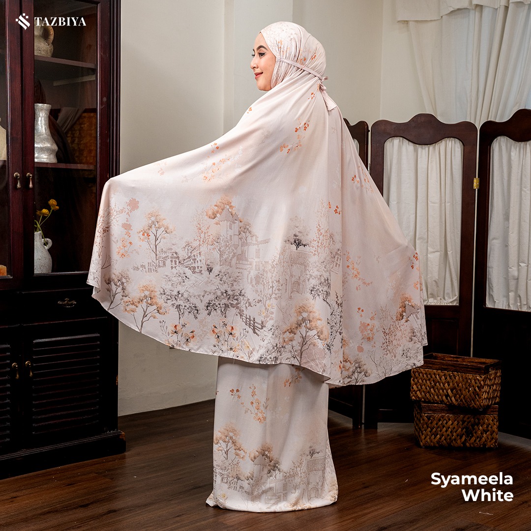 TAZBIYA MUKENA PREMIUM RAYON WATERCOLOR SYAMEELA SERIES ALLSIZE