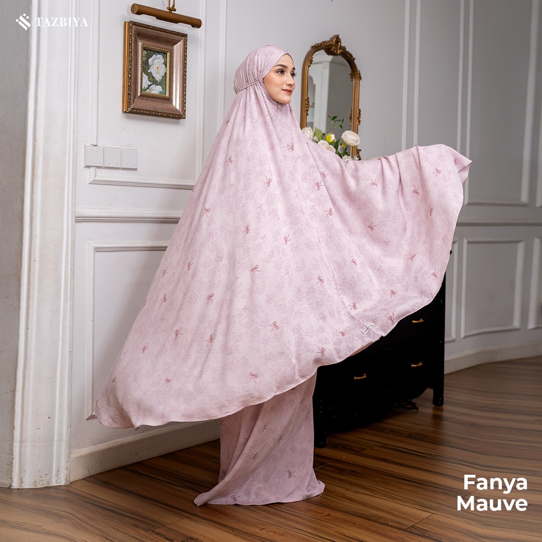 TAZBIYA - Mukena FANYA Series (Mukena Dewasa Motif Pita Coquette Lucu Bahan Rayon 2in1)