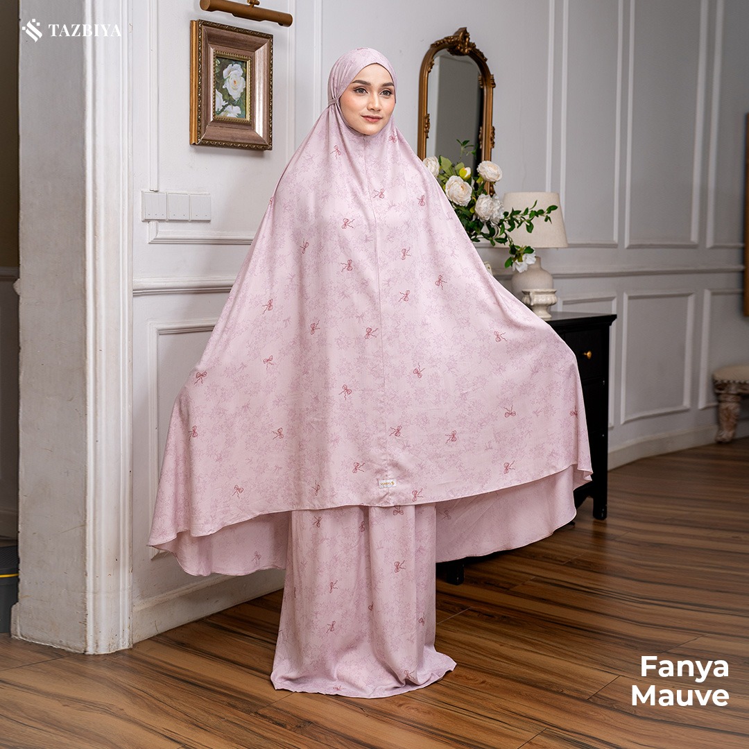 TAZBIYA - Mukena FANYA Series (Mukena Dewasa Motif Pita Coquette Lucu Bahan Rayon 2in1)