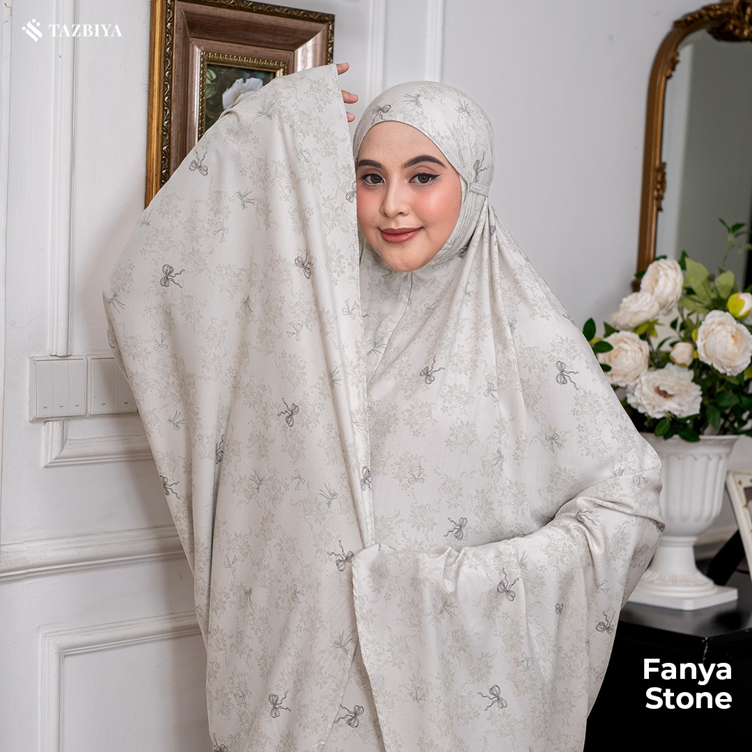 TAZBIYA - Mukena FANYA Series (Mukena Dewasa Motif Pita Coquette Lucu Bahan Rayon 2in1)