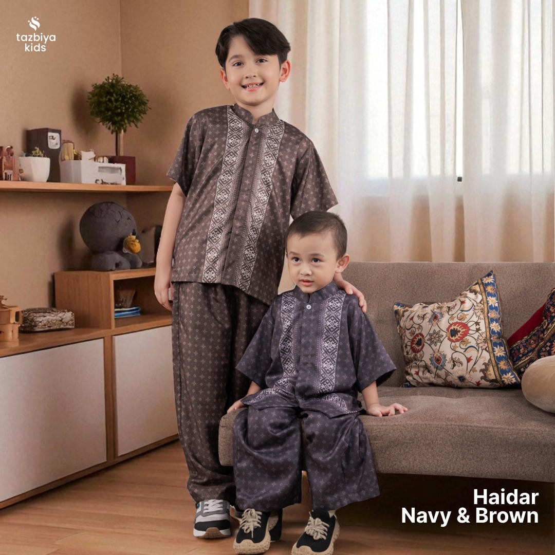 TAZBIYA Setelan Baju Koko Anak Laki-Laki | Koko Lengan Pendek + Celana Panjang | Koko Anak Lengan Panjang | Baju Muslim Anak Usia 1-8 Tahun