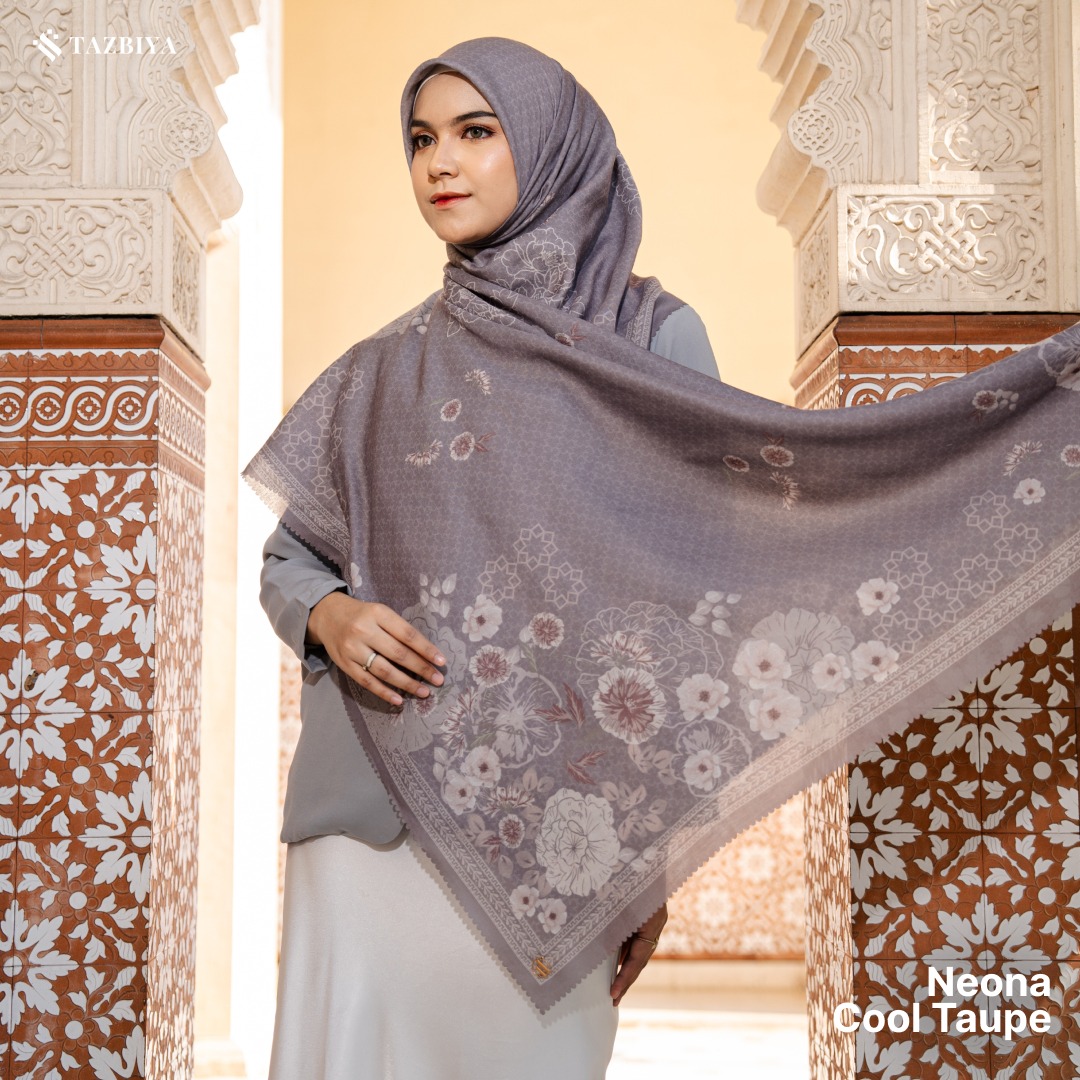 HIJAB SCARF BY TAZBIYA MOTIF NEONA I HIJAB VOAL LASER CUT