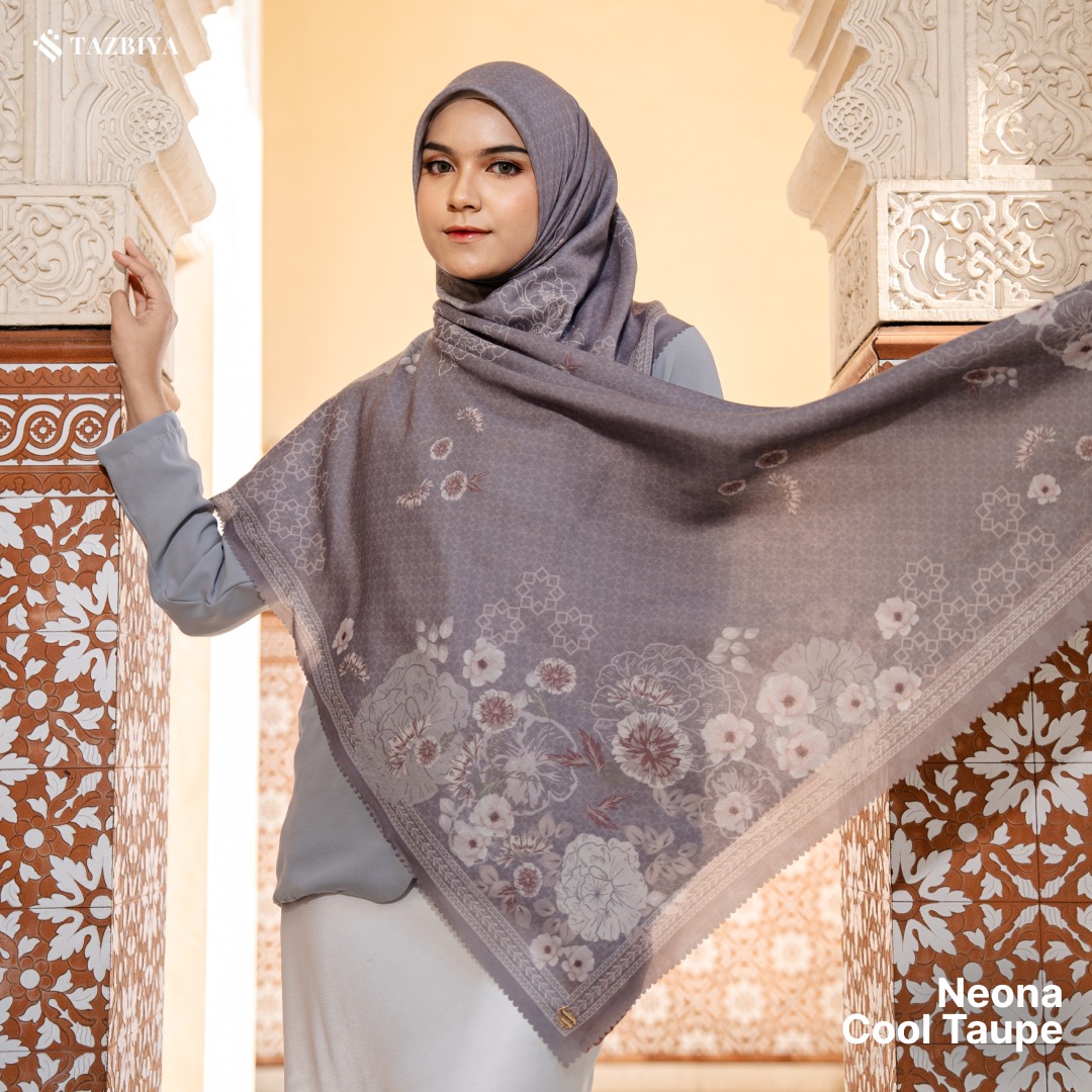 HIJAB SCARF BY TAZBIYA MOTIF NEONA I HIJAB VOAL LASER CUT