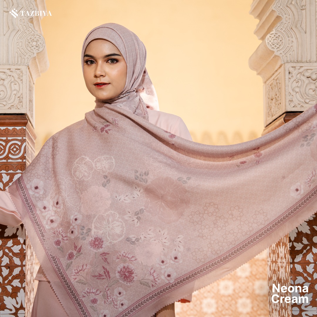 HIJAB SCARF BY TAZBIYA MOTIF NEONA I HIJAB VOAL LASER CUT