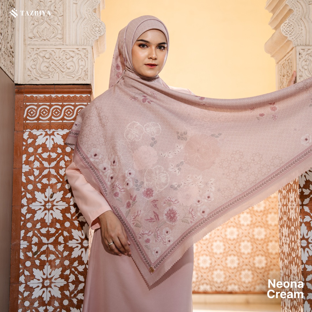 HIJAB SCARF BY TAZBIYA MOTIF NEONA I HIJAB VOAL LASER CUT