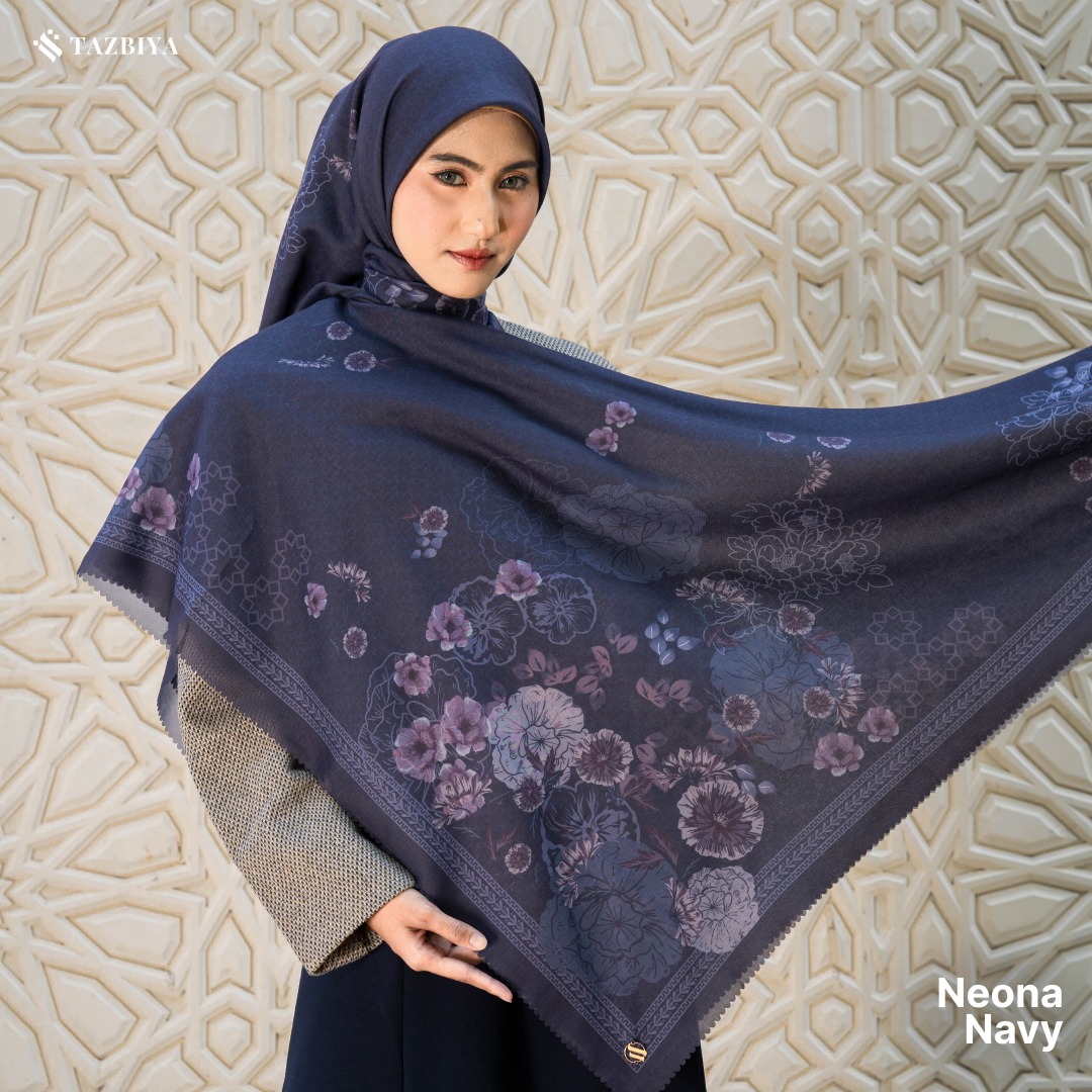 HIJAB SCARF BY TAZBIYA MOTIF NEONA I HIJAB VOAL LASER CUT