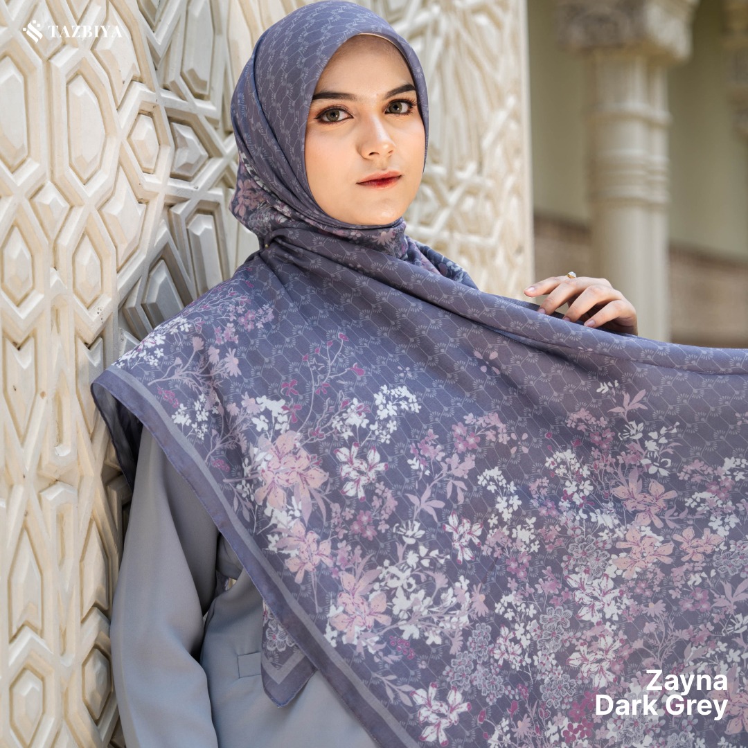 TAZBIYA SCARF - ZAYNA SERIES I TAZBIYA HIJAB VOAL MOTIF JAHIT TEPI