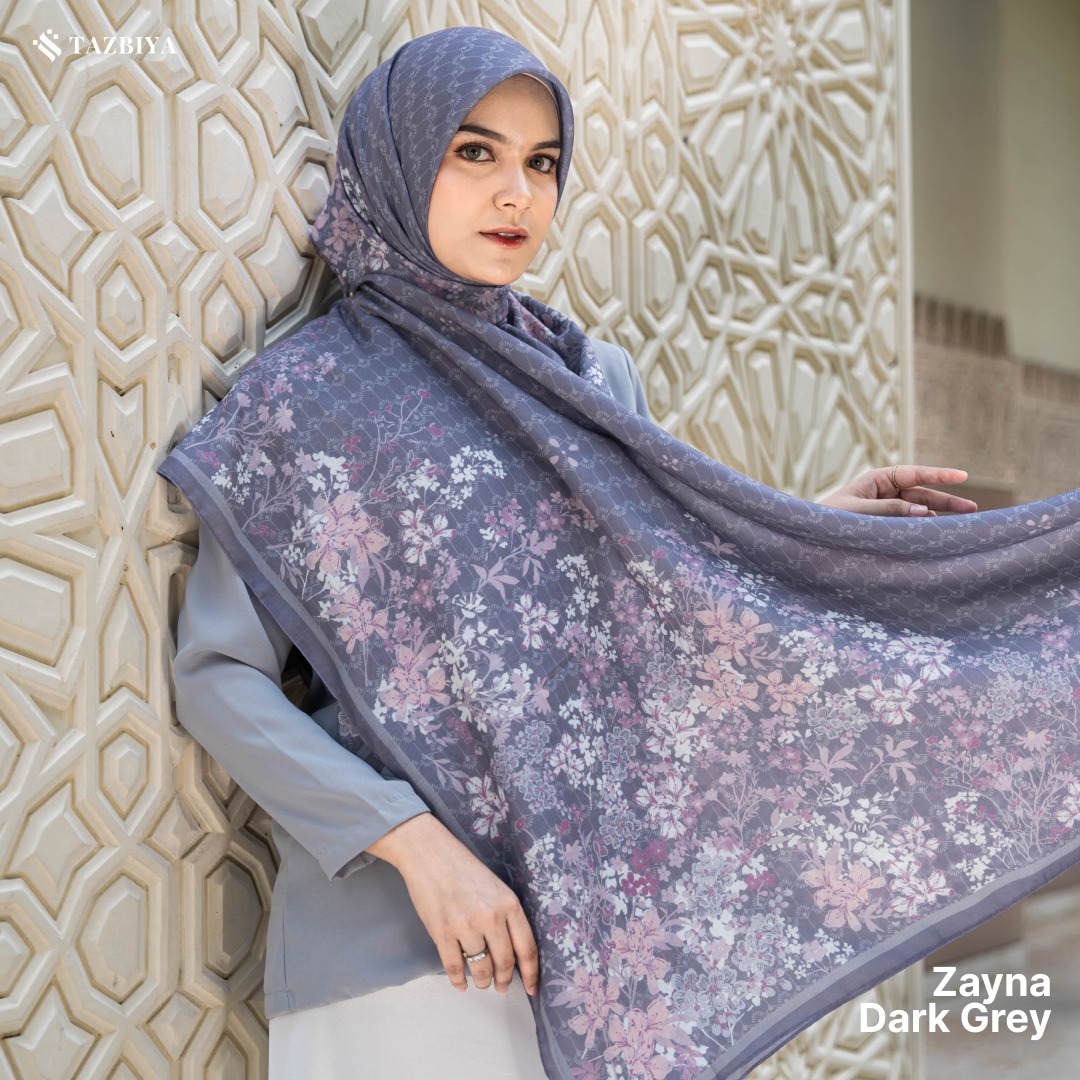 TAZBIYA SCARF - ZAYNA SERIES I TAZBIYA HIJAB VOAL MOTIF JAHIT TEPI