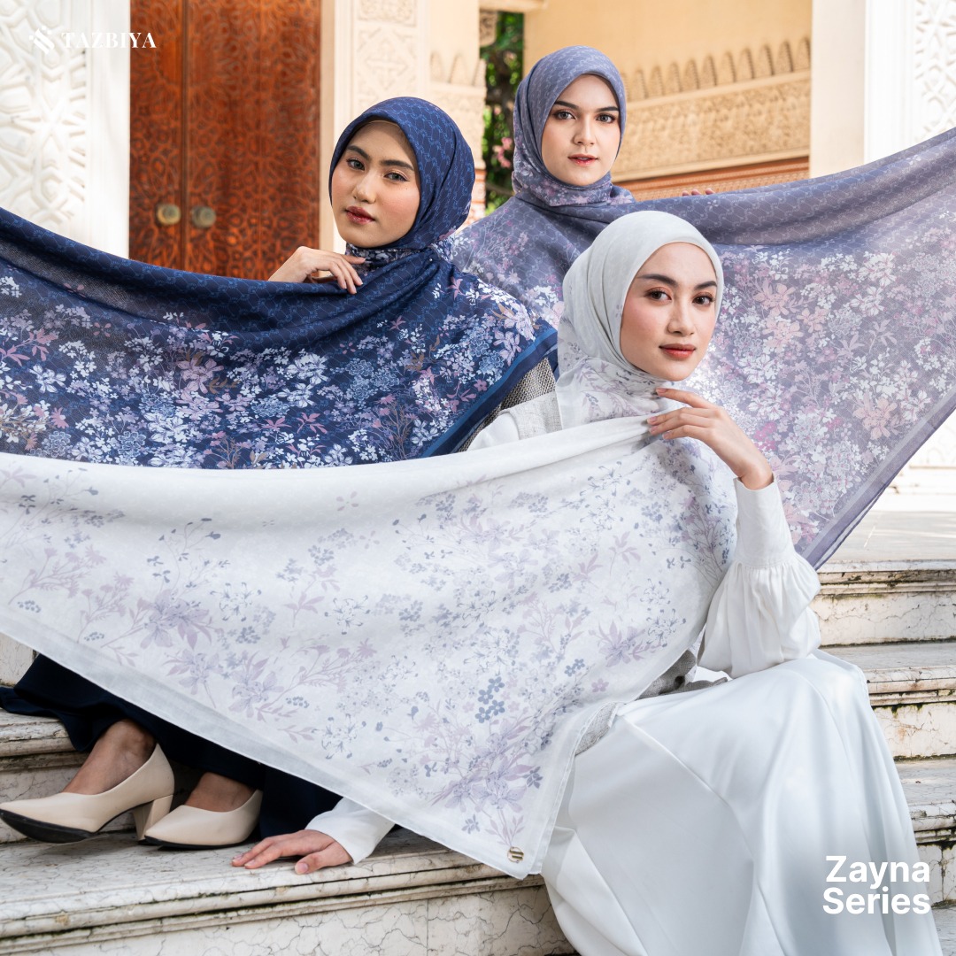TAZBIYA SCARF - ZAYNA SERIES I TAZBIYA HIJAB VOAL MOTIF JAHIT TEPI