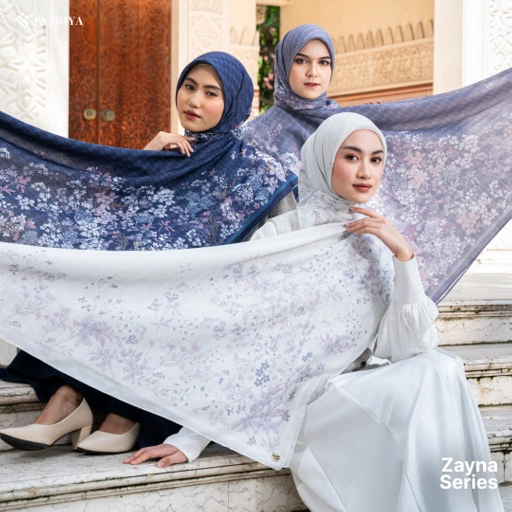 Image of TAZBIYA SCARF - ZAYNA SERIES I TAZBIYA HIJAB VOAL MOTIF JAHIT TEPI