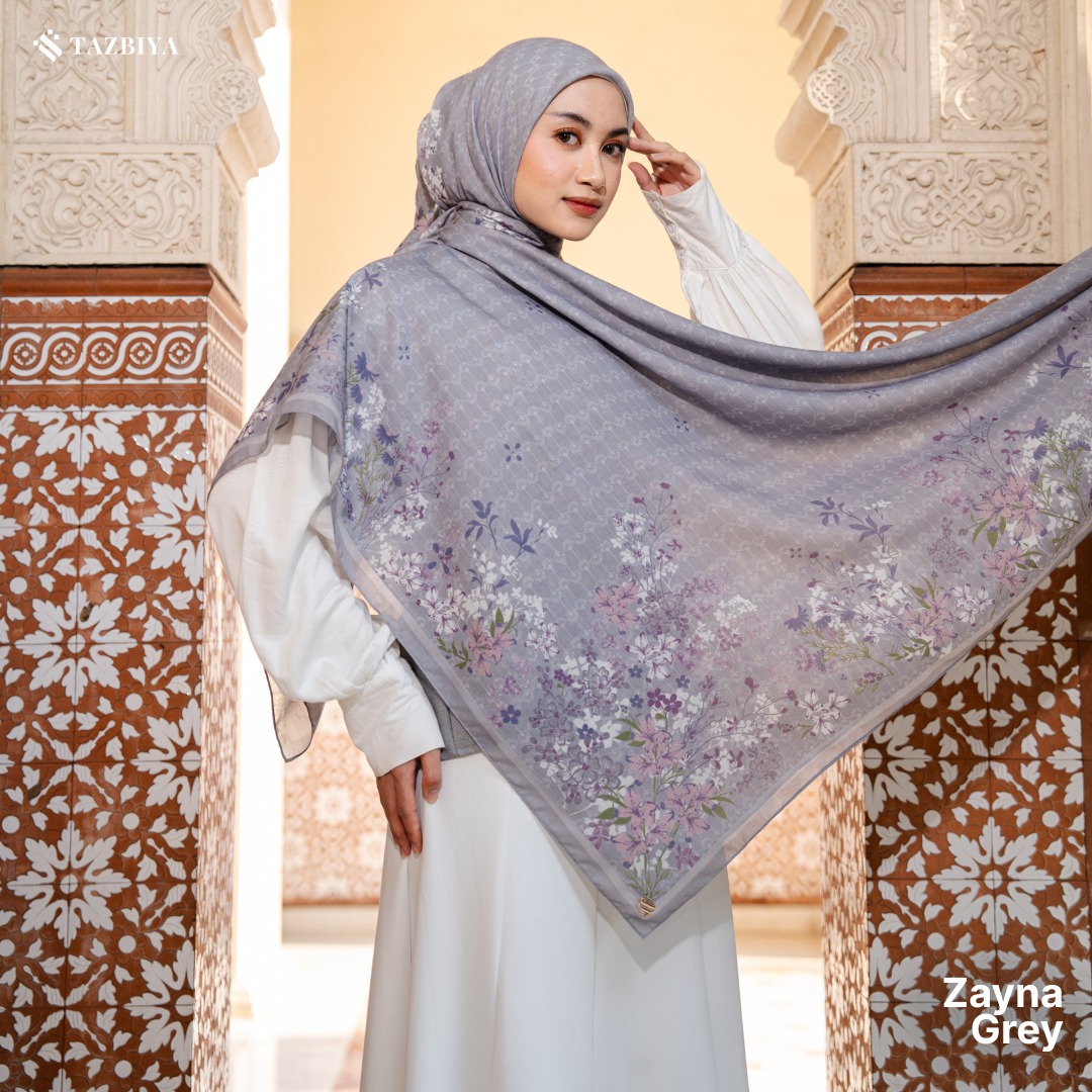 TAZBIYA SCARF - ZAYNA SERIES I TAZBIYA HIJAB VOAL MOTIF JAHIT TEPI