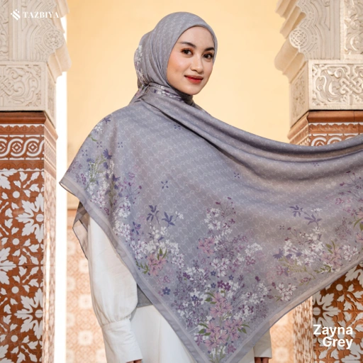 Image of TAZBIYA SCARF - ZAYNA SERIES I TAZBIYA HIJAB VOAL MOTIF JAHIT TEPI