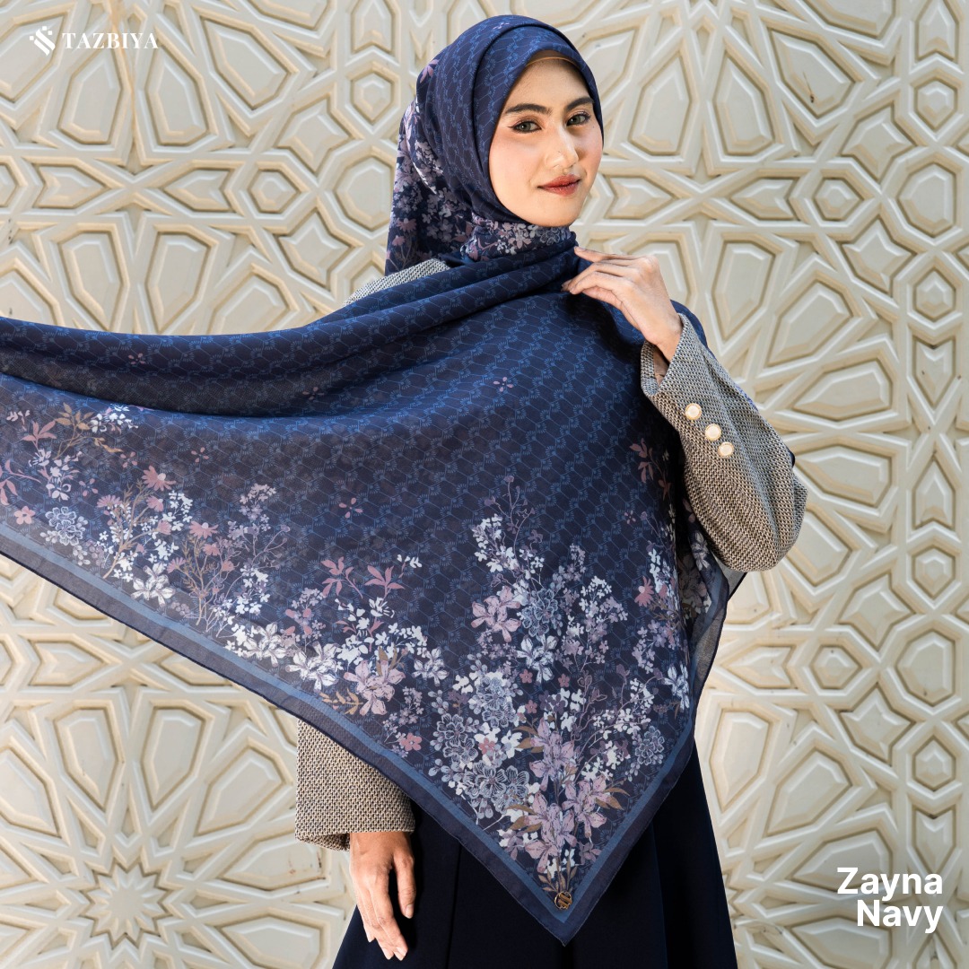 TAZBIYA SCARF - ZAYNA SERIES I TAZBIYA HIJAB VOAL MOTIF JAHIT TEPI