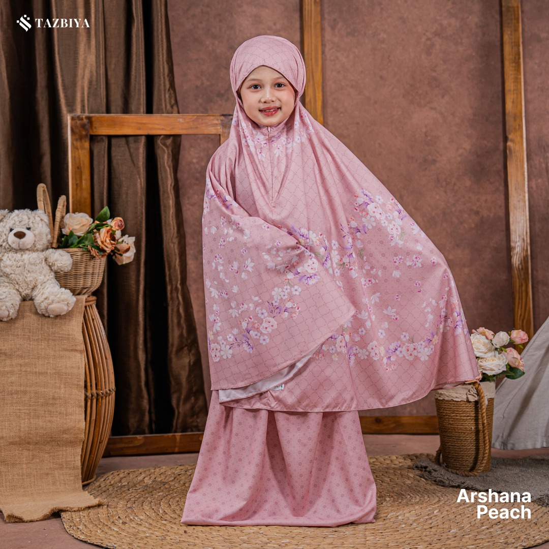 TAZBIYA MUKENA ANAK TRAVEL ARSHANA SERIES I Mukena Anak Motif TK SD SMP | Mukena Anak 4-14 Tahun | Mukena Travel Anak