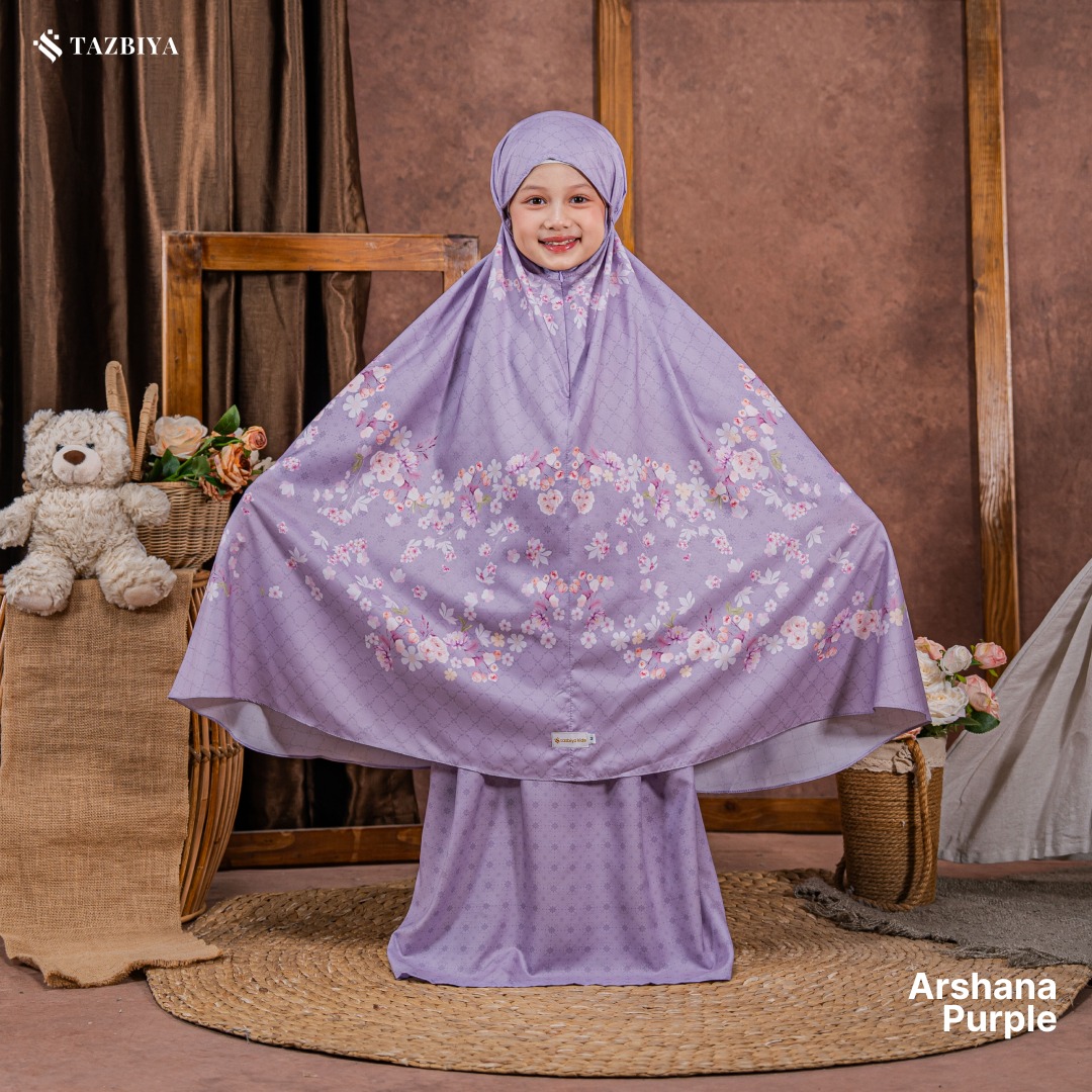 TAZBIYA MUKENA ANAK TRAVEL ARSHANA SERIES I Mukena Anak Motif TK SD SMP | Mukena Anak 4-14 Tahun | Mukena Travel Anak
