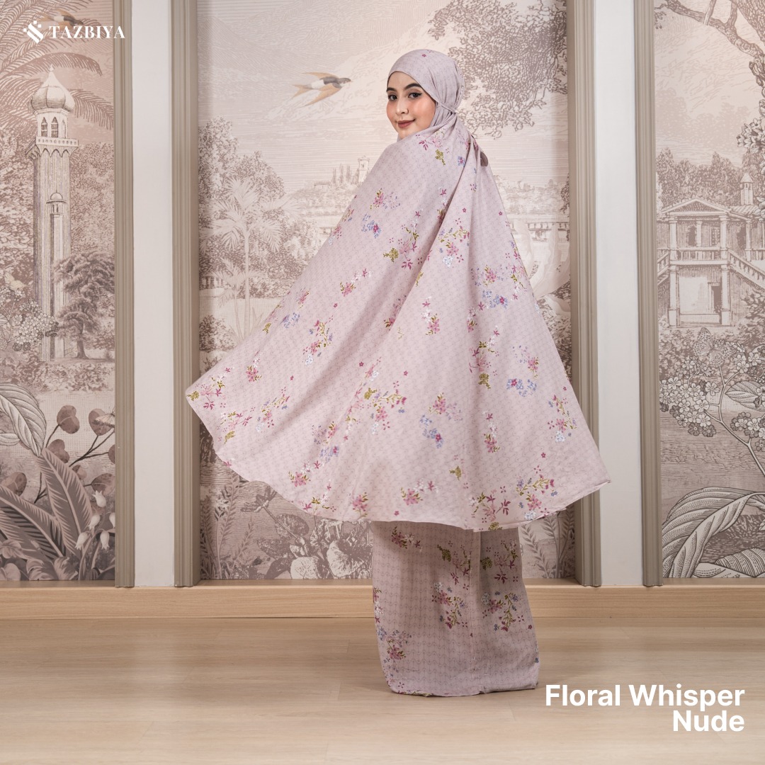 MUKENA TAZBIYA SET SAJADAH 2IN1 FLORAL-WHISPER SERIES ALLSIZE