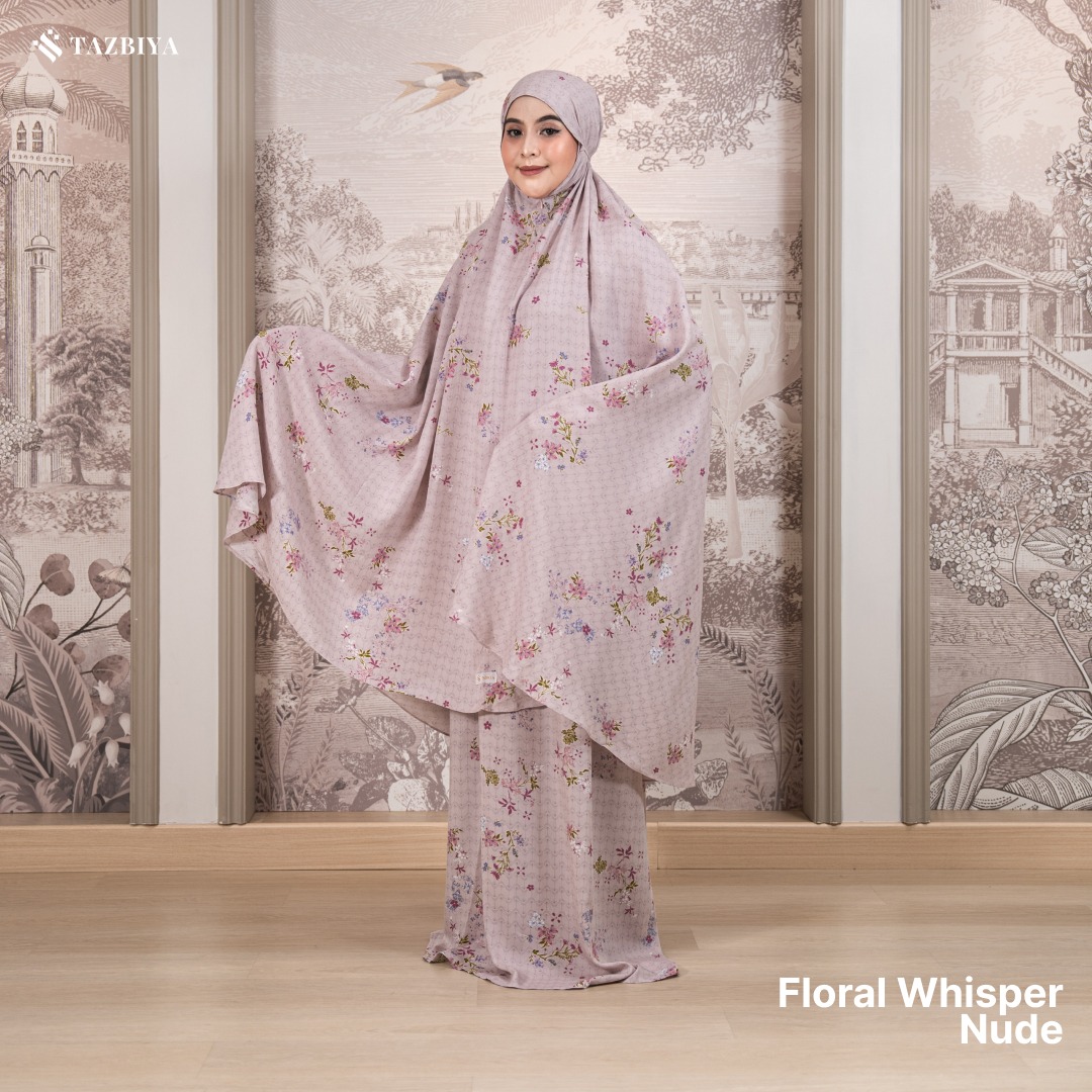 MUKENA TAZBIYA SET SAJADAH 2IN1 FLORAL-WHISPER SERIES ALLSIZE