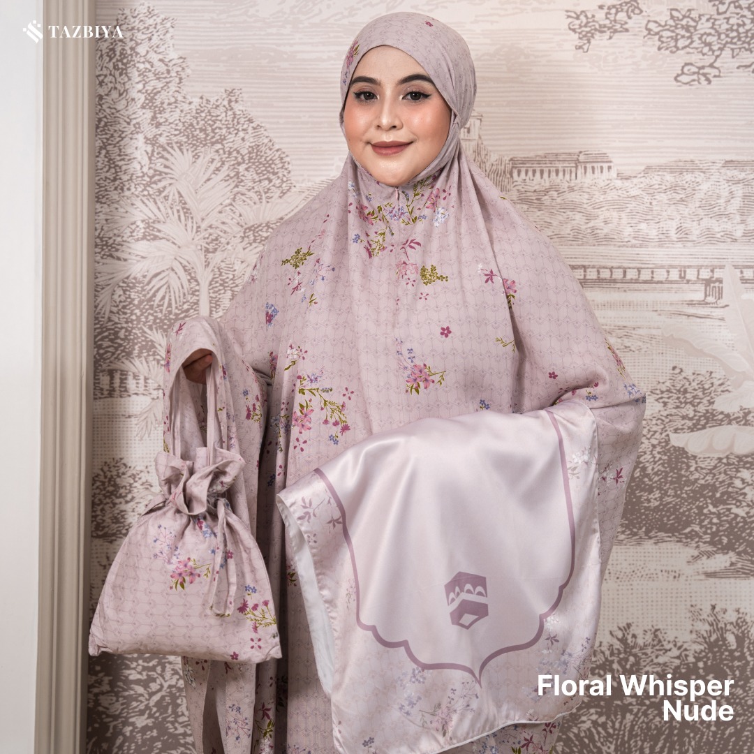 MUKENA TAZBIYA SET SAJADAH 2IN1 FLORAL-WHISPER SERIES ALLSIZE