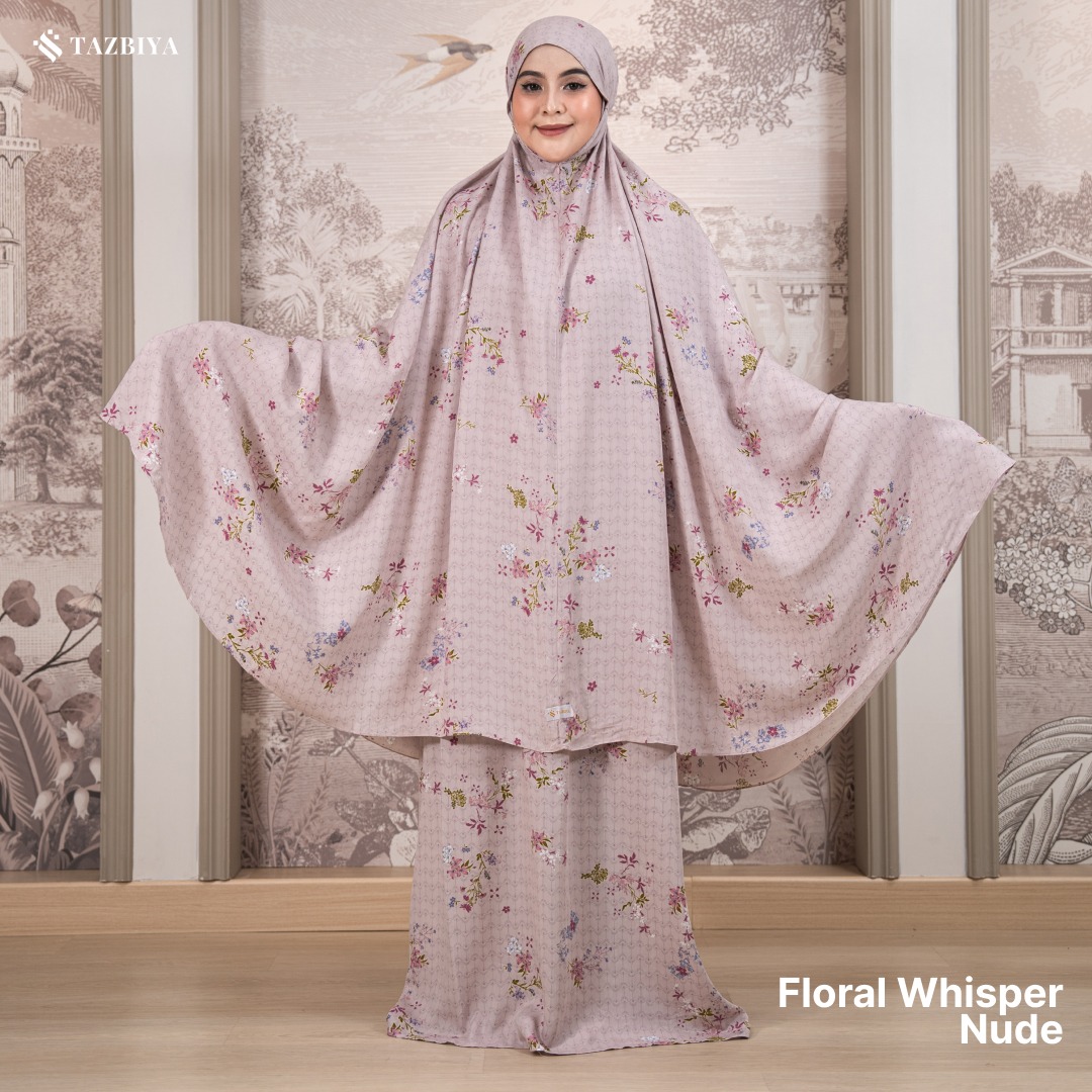 MUKENA TAZBIYA SET SAJADAH 2IN1 FLORAL-WHISPER SERIES ALLSIZE