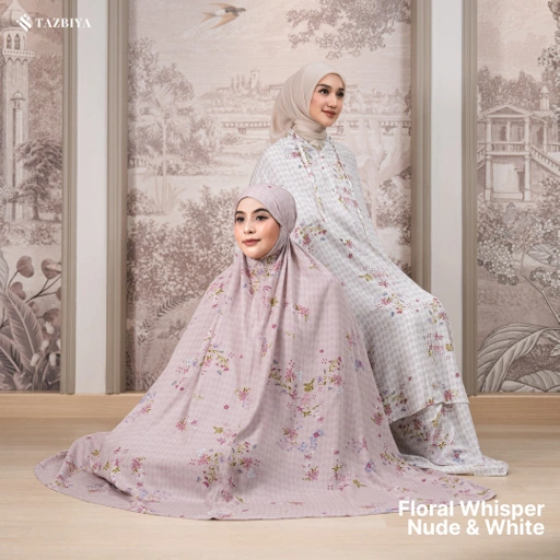 Image of MUKENA TAZBIYA SET SAJADAH 2IN1 FLORAL-WHISPER SERIES ALLSIZE