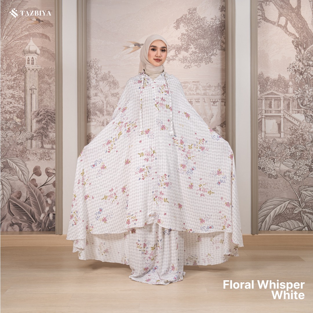MUKENA TAZBIYA SET SAJADAH 2IN1 FLORAL-WHISPER SERIES ALLSIZE