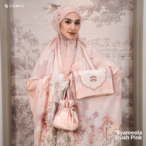 Image of TAZBIYA MUKENA PREMIUM RAYON WATERCOLOR SYAMEELA SERIES ALLSIZE
