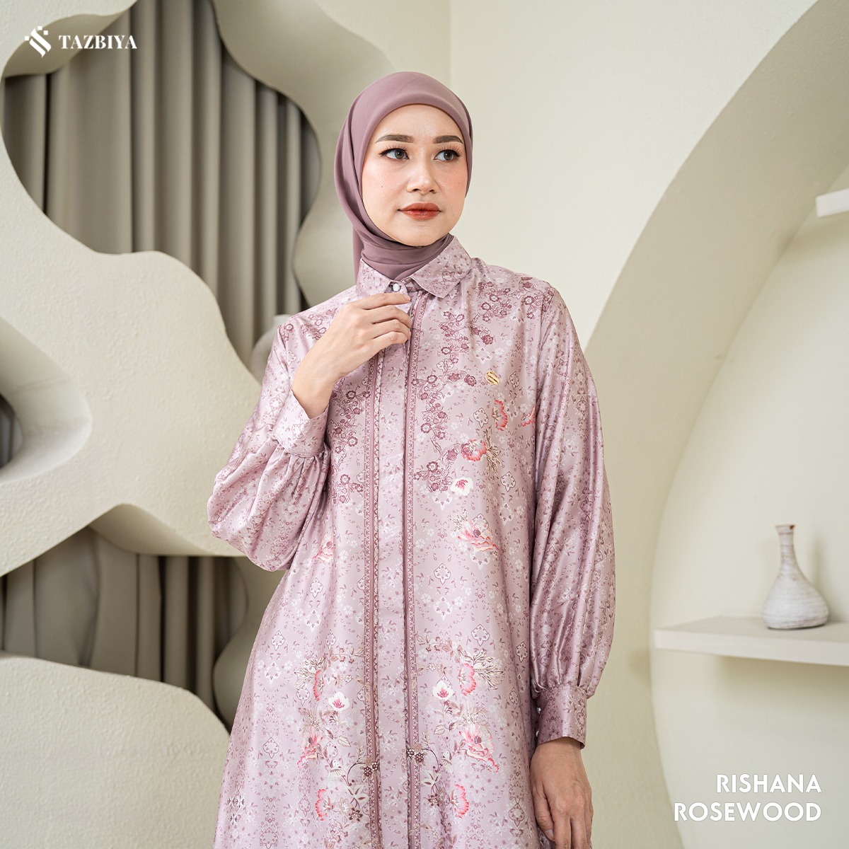 TAZBIYA MUSLIMWEAR GAMIS SILK RISHANA SERIES