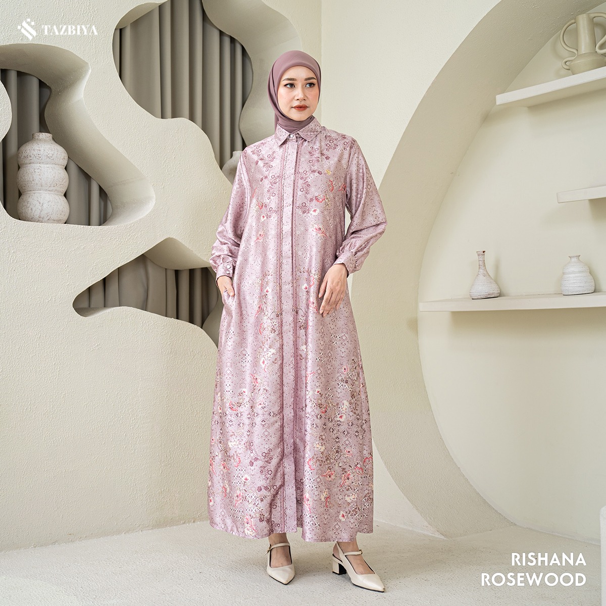 TAZBIYA MUSLIMWEAR GAMIS SILK RISHANA SERIES