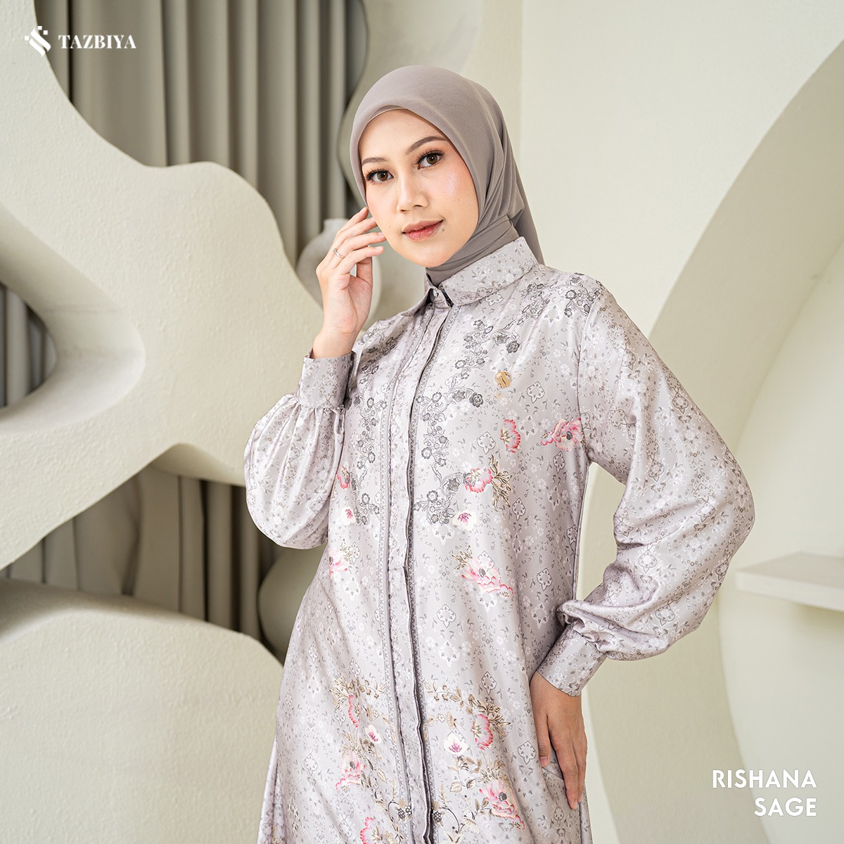 TAZBIYA MUSLIMWEAR GAMIS SILK RISHANA SERIES
