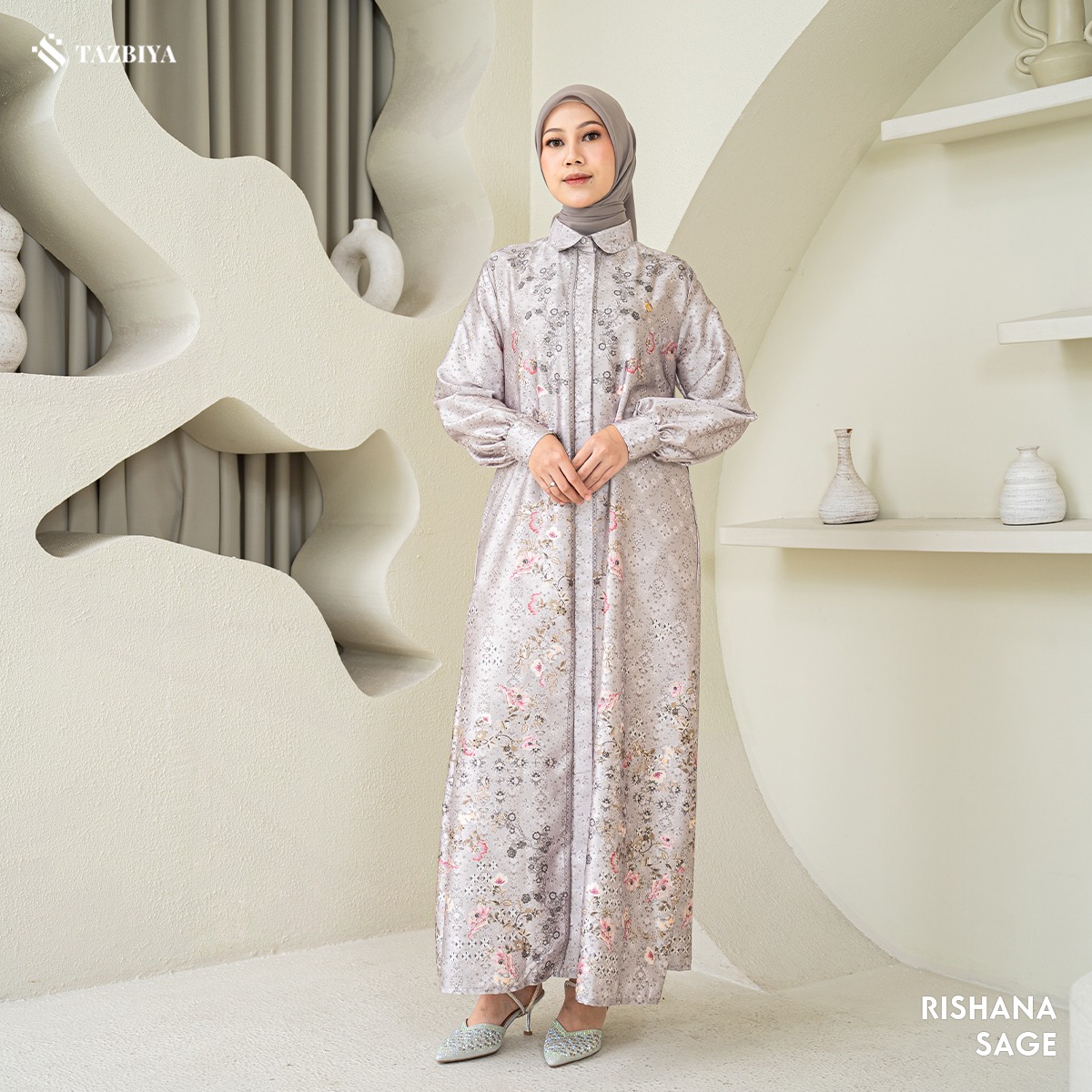 TAZBIYA MUSLIMWEAR GAMIS SILK RISHANA SERIES