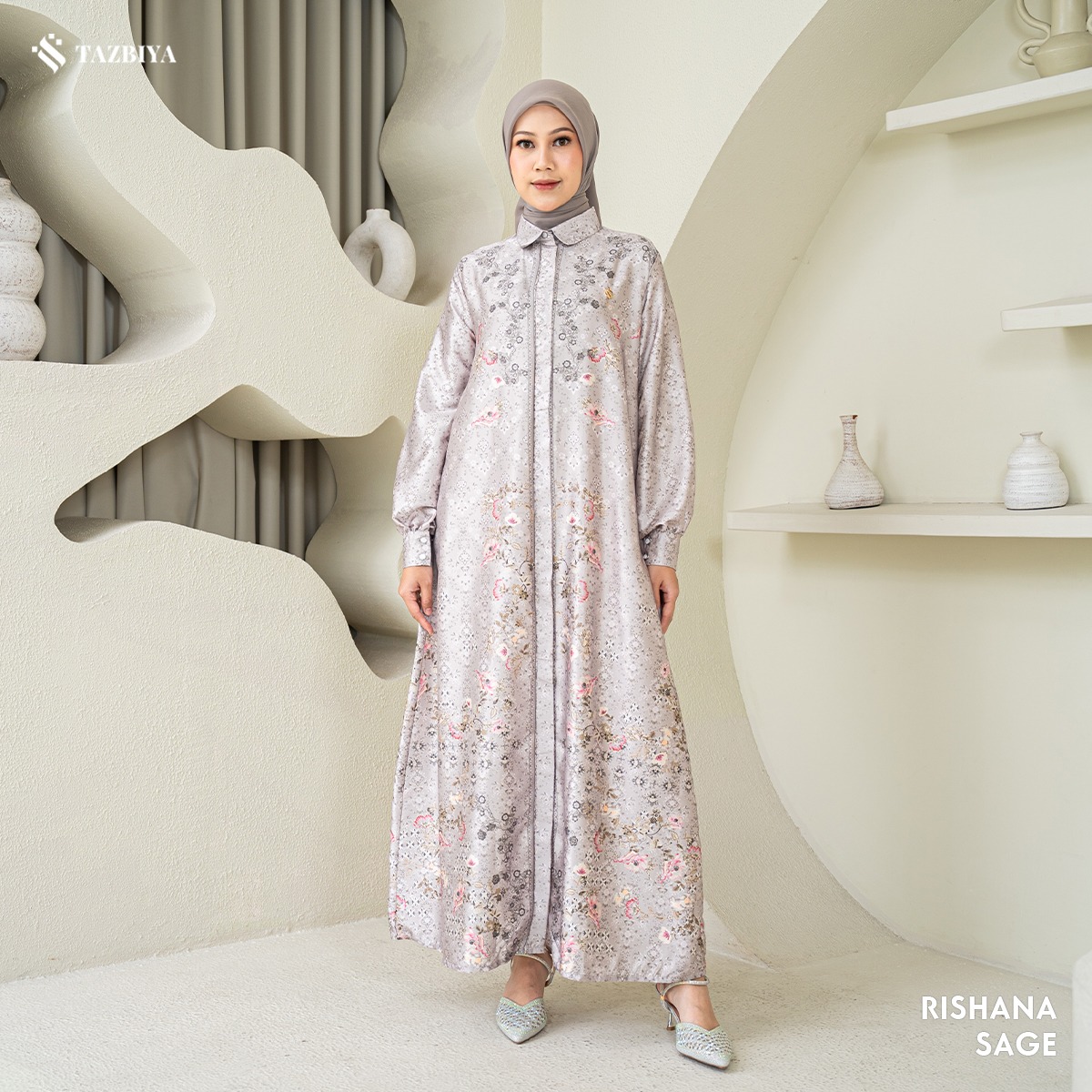TAZBIYA MUSLIMWEAR GAMIS SILK RISHANA SERIES