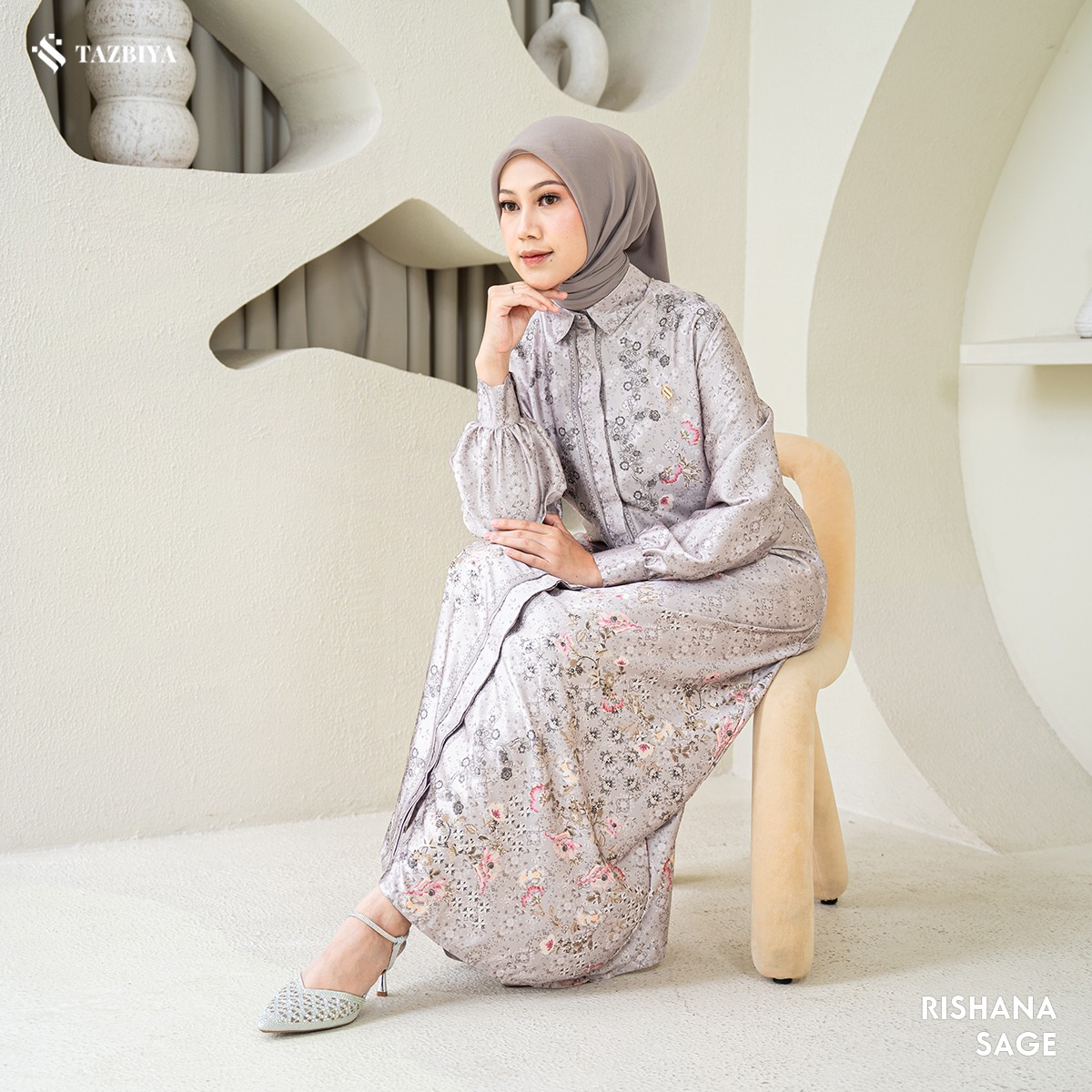 TAZBIYA MUSLIMWEAR GAMIS SILK RISHANA SERIES