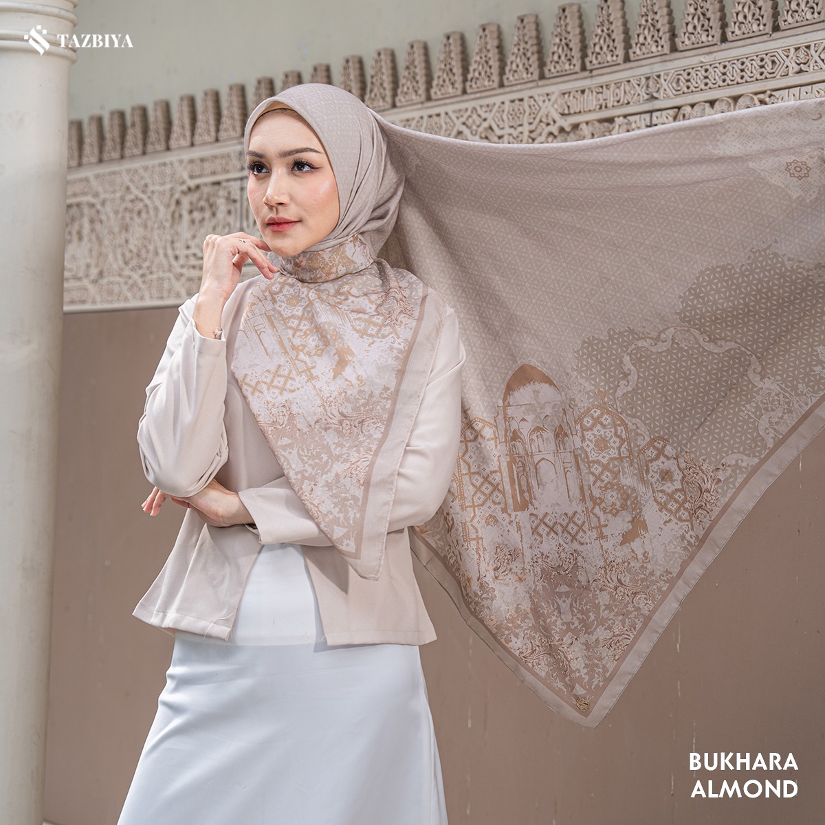 TAZBIYA SCARF - BUKHARA SERIES I TAZBIYA HIJAB VOAL MOTIF JAHIT TEPI