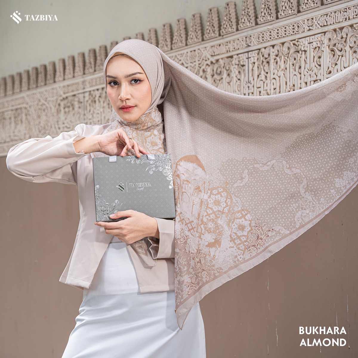 TAZBIYA SCARF - BUKHARA SERIES I TAZBIYA HIJAB VOAL MOTIF JAHIT TEPI