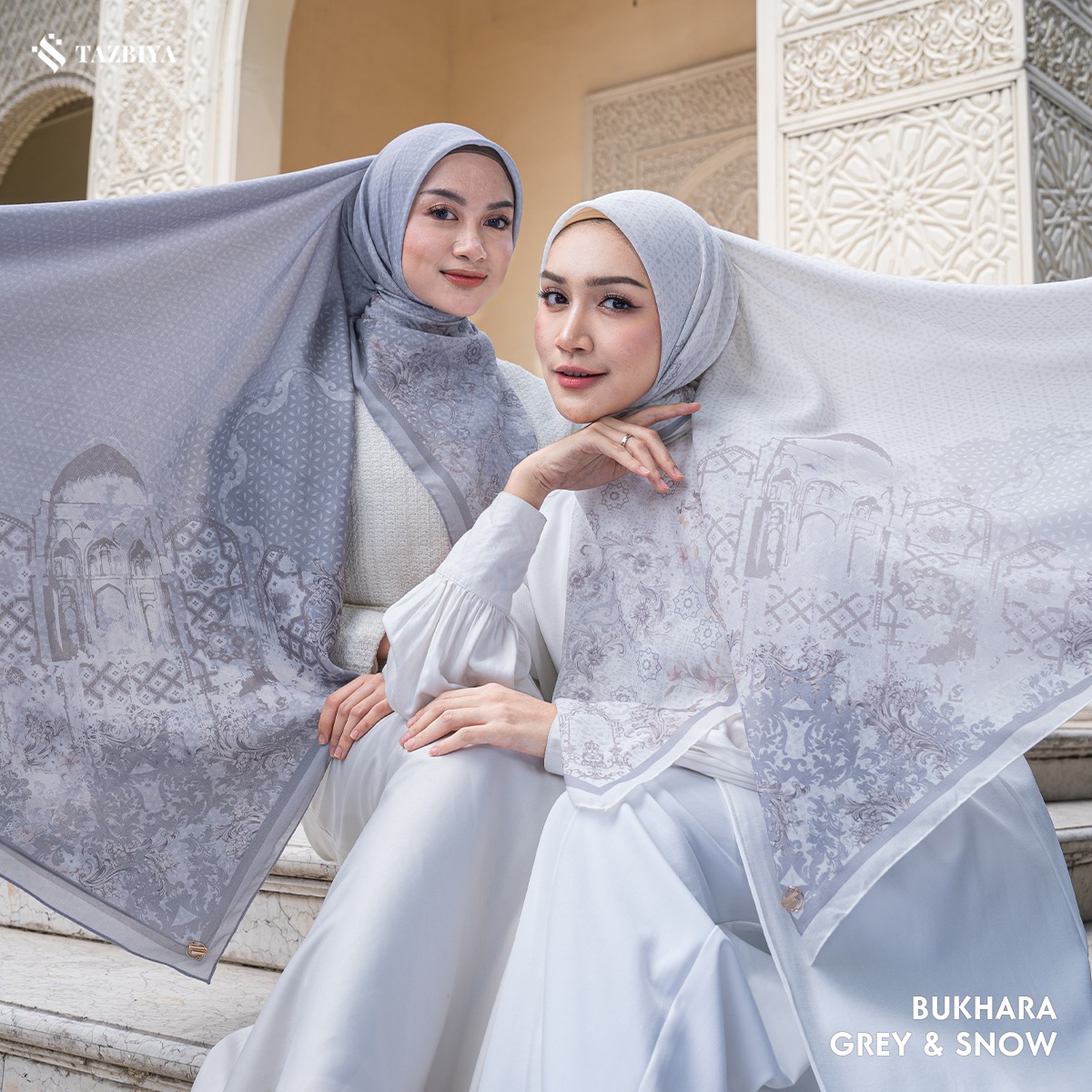 TAZBIYA SCARF - BUKHARA SERIES I TAZBIYA HIJAB VOAL MOTIF JAHIT TEPI