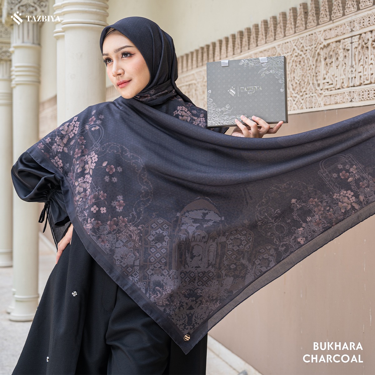 TAZBIYA SCARF - BUKHARA SERIES I TAZBIYA HIJAB VOAL MOTIF JAHIT TEPI
