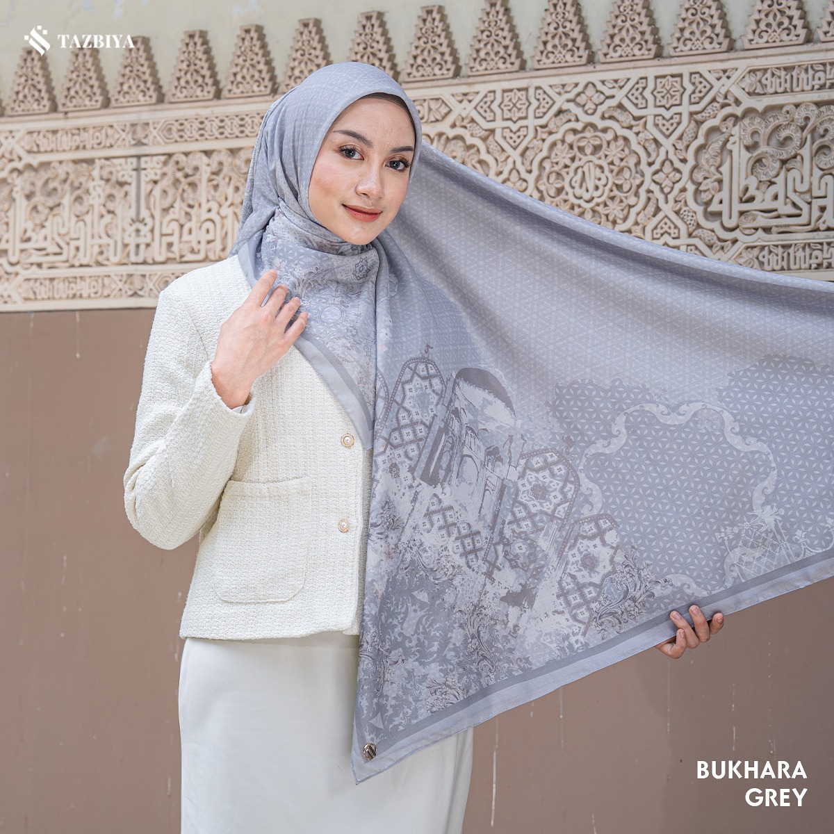TAZBIYA SCARF - BUKHARA SERIES I TAZBIYA HIJAB VOAL MOTIF JAHIT TEPI