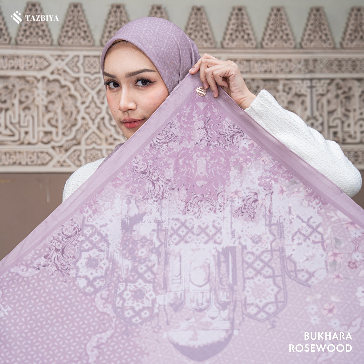 TAZBIYA SCARF - BUKHARA SERIES I TAZBIYA HIJAB VOAL MOTIF JAHIT TEPI
