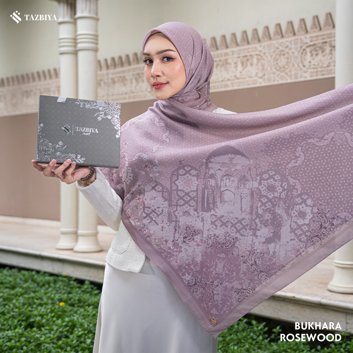 TAZBIYA SCARF - BUKHARA SERIES I TAZBIYA HIJAB VOAL MOTIF JAHIT TEPI