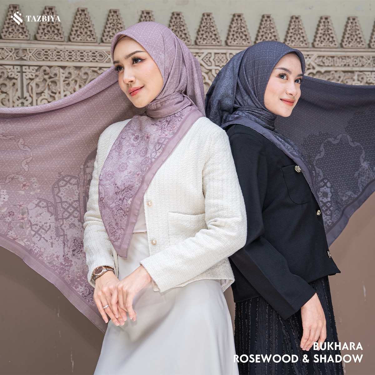 TAZBIYA SCARF - BUKHARA SERIES I TAZBIYA HIJAB VOAL MOTIF JAHIT TEPI