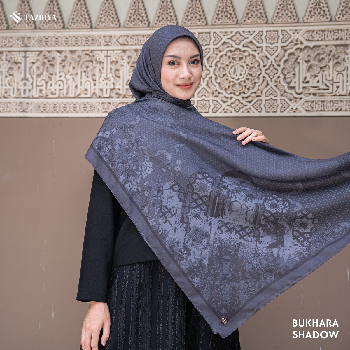 TAZBIYA SCARF - BUKHARA SERIES I TAZBIYA HIJAB VOAL MOTIF JAHIT TEPI