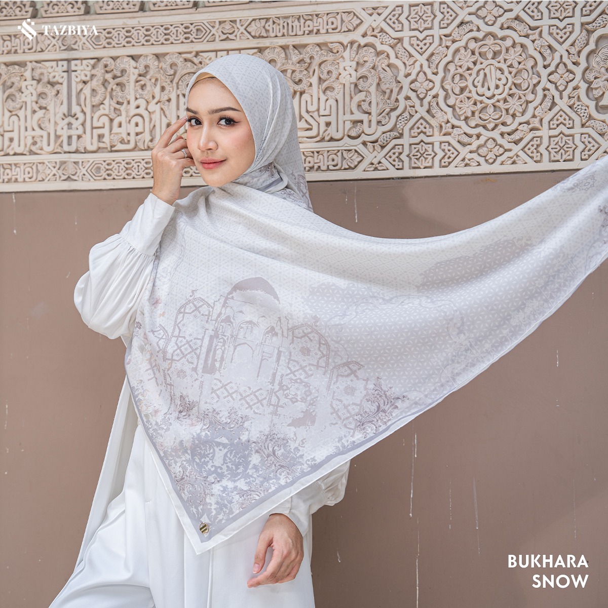 TAZBIYA SCARF - BUKHARA SERIES I TAZBIYA HIJAB VOAL MOTIF JAHIT TEPI
