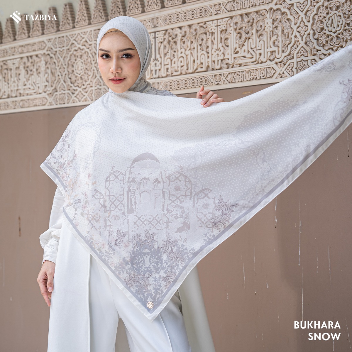 TAZBIYA SCARF - BUKHARA SERIES I TAZBIYA HIJAB VOAL MOTIF JAHIT TEPI