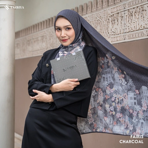Image of TAZBIYA SCARF - FAIRIS SERIES I TAZBIYA HIJAB VOAL MOTIF JAHIT TEPI 