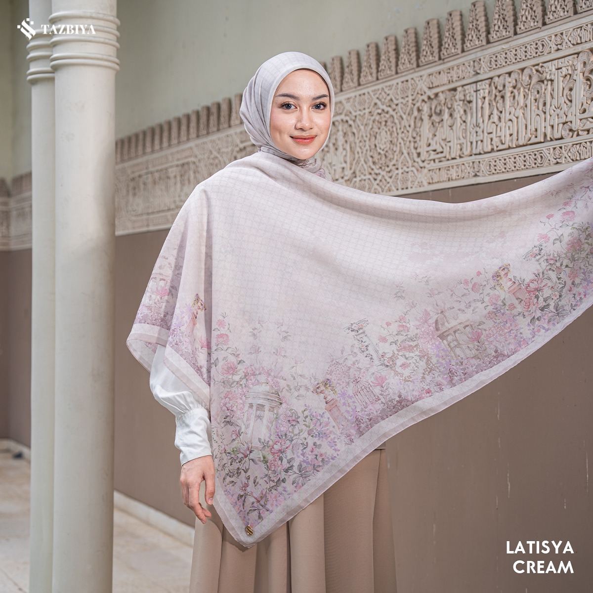TAZBIYA SCARF - LATISYA SERIES I TAZBIYA HIJAB VOAL MOTIF JAHIT TEPI