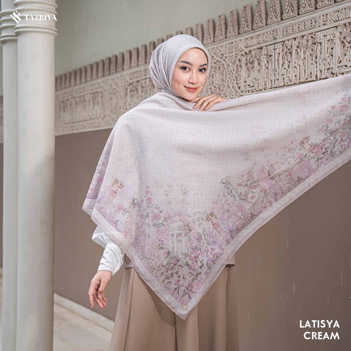 TAZBIYA SCARF - LATISYA SERIES I TAZBIYA HIJAB VOAL MOTIF JAHIT TEPI