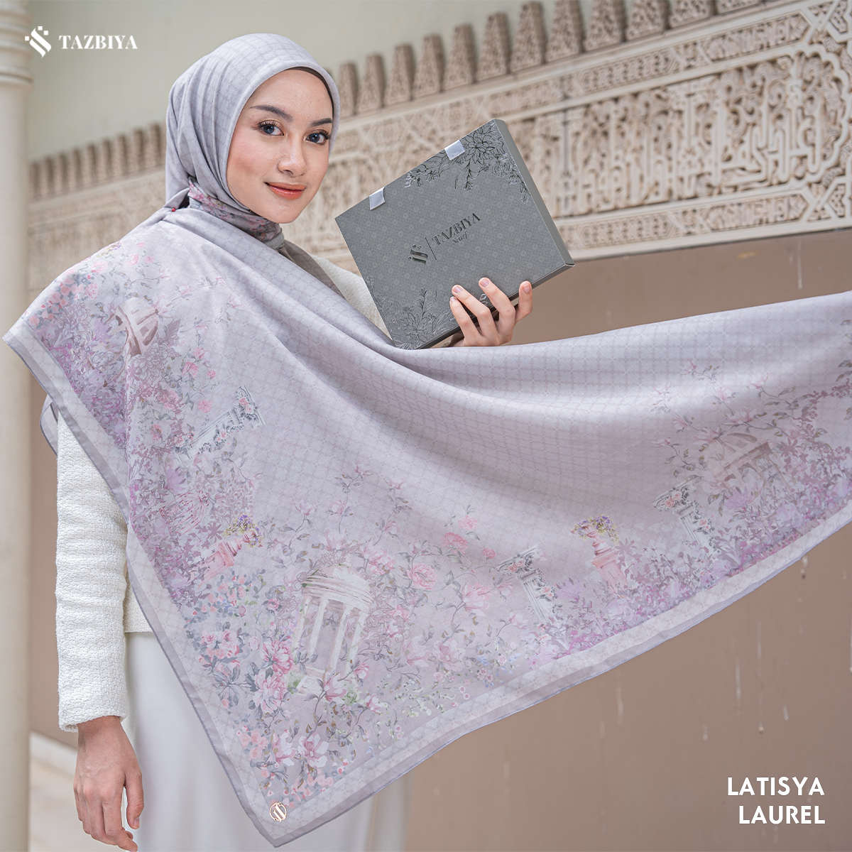 TAZBIYA SCARF - LATISYA SERIES I TAZBIYA HIJAB VOAL MOTIF JAHIT TEPI