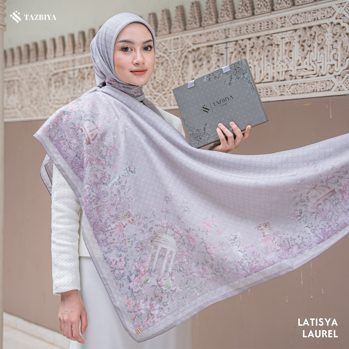 TAZBIYA SCARF - LATISYA SERIES I TAZBIYA HIJAB VOAL MOTIF JAHIT TEPI