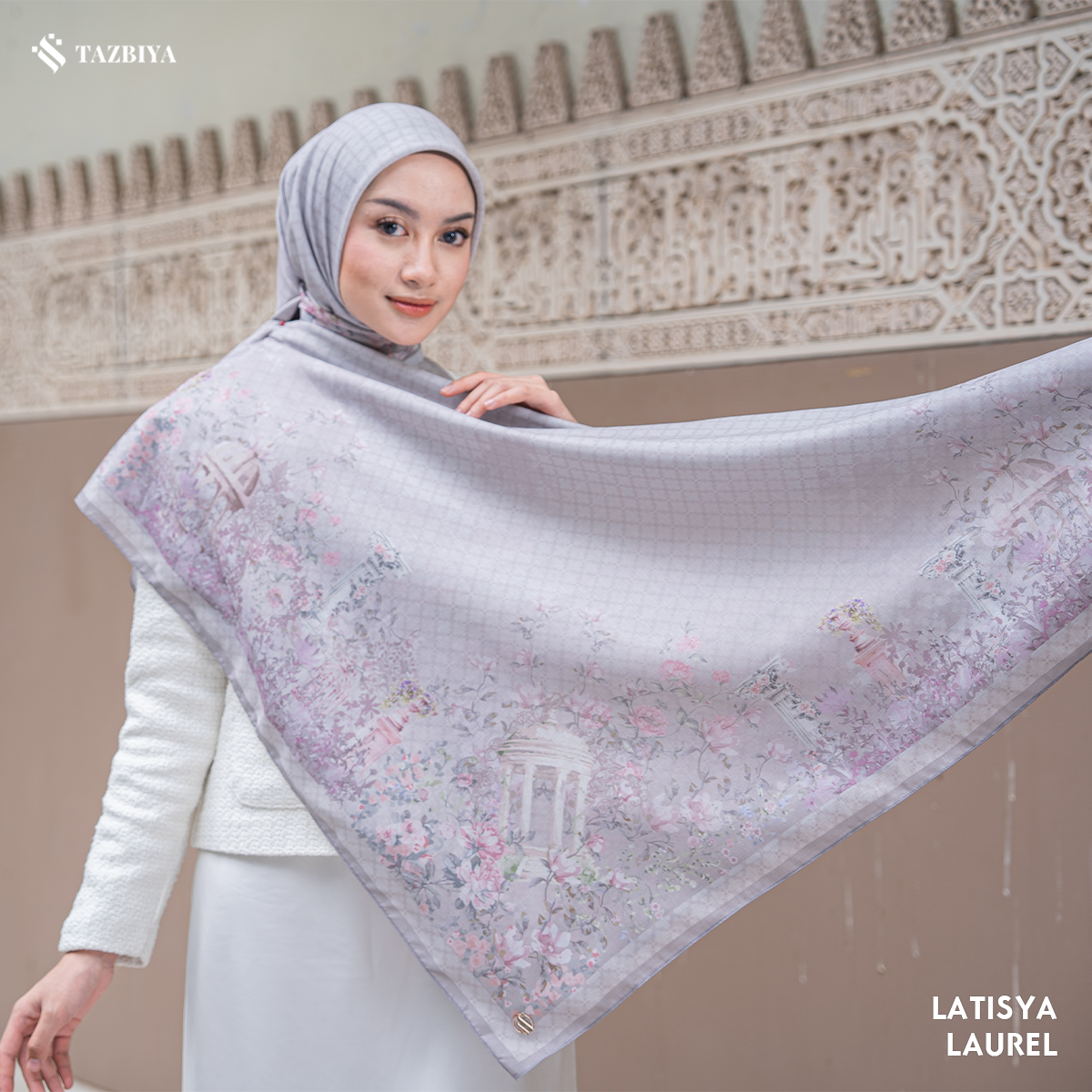 TAZBIYA SCARF - LATISYA SERIES I TAZBIYA HIJAB VOAL MOTIF JAHIT TEPI