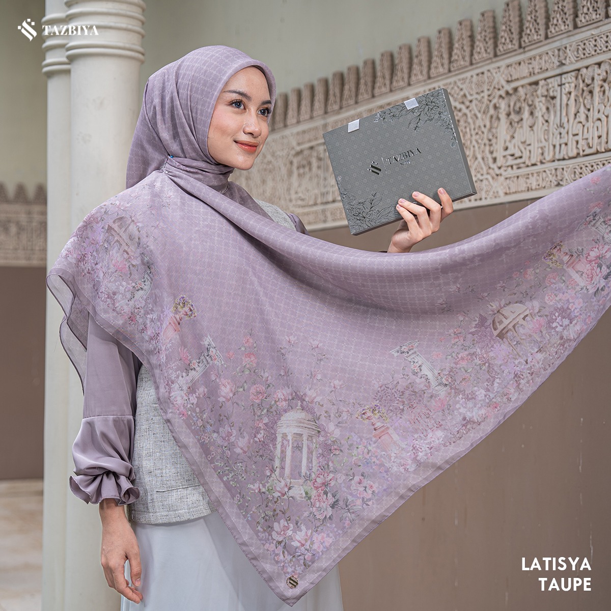 TAZBIYA SCARF - LATISYA SERIES I TAZBIYA HIJAB VOAL MOTIF JAHIT TEPI